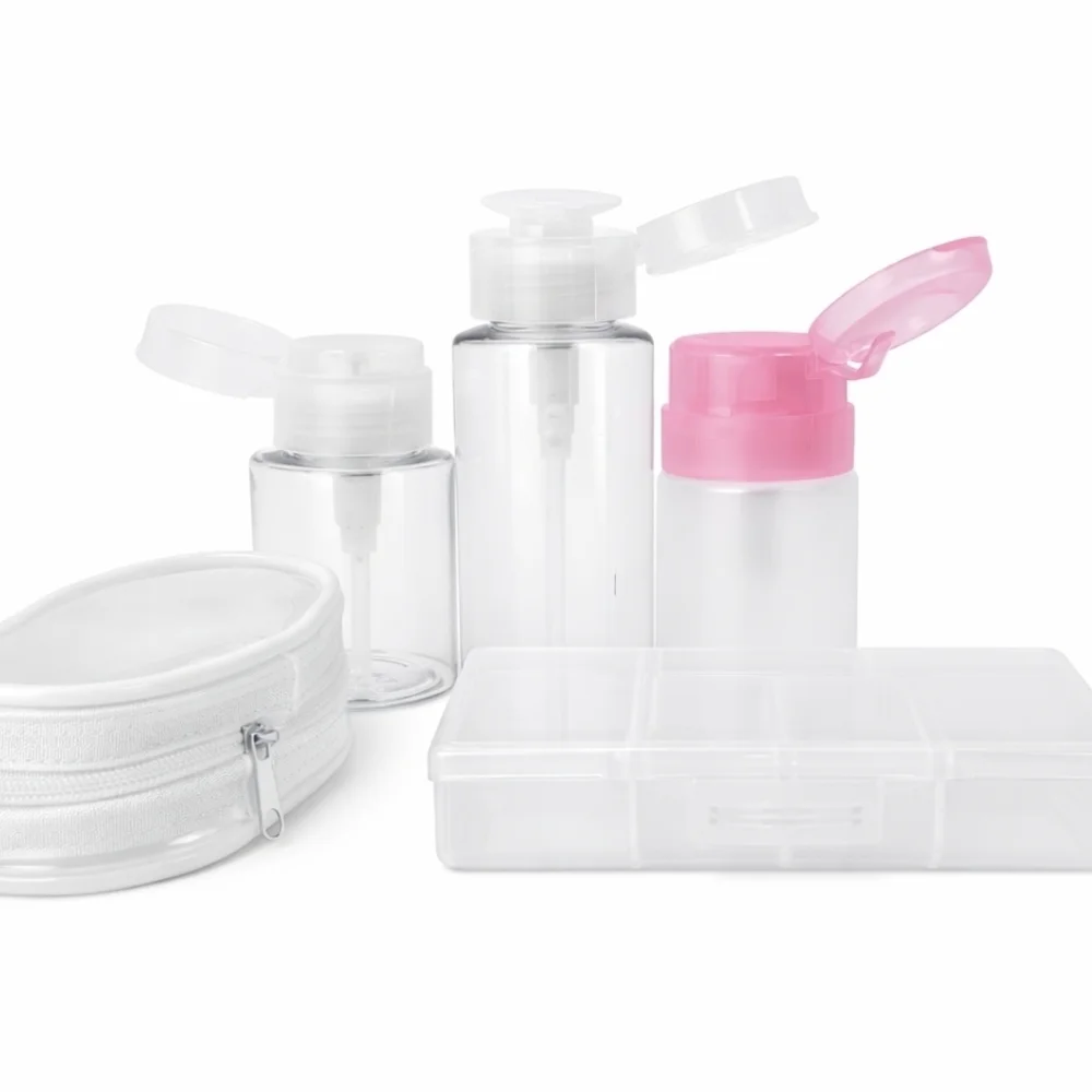 Travel Bottle Set Cosmetic Kit TSA Approved Refillable Pump Bottles Bag